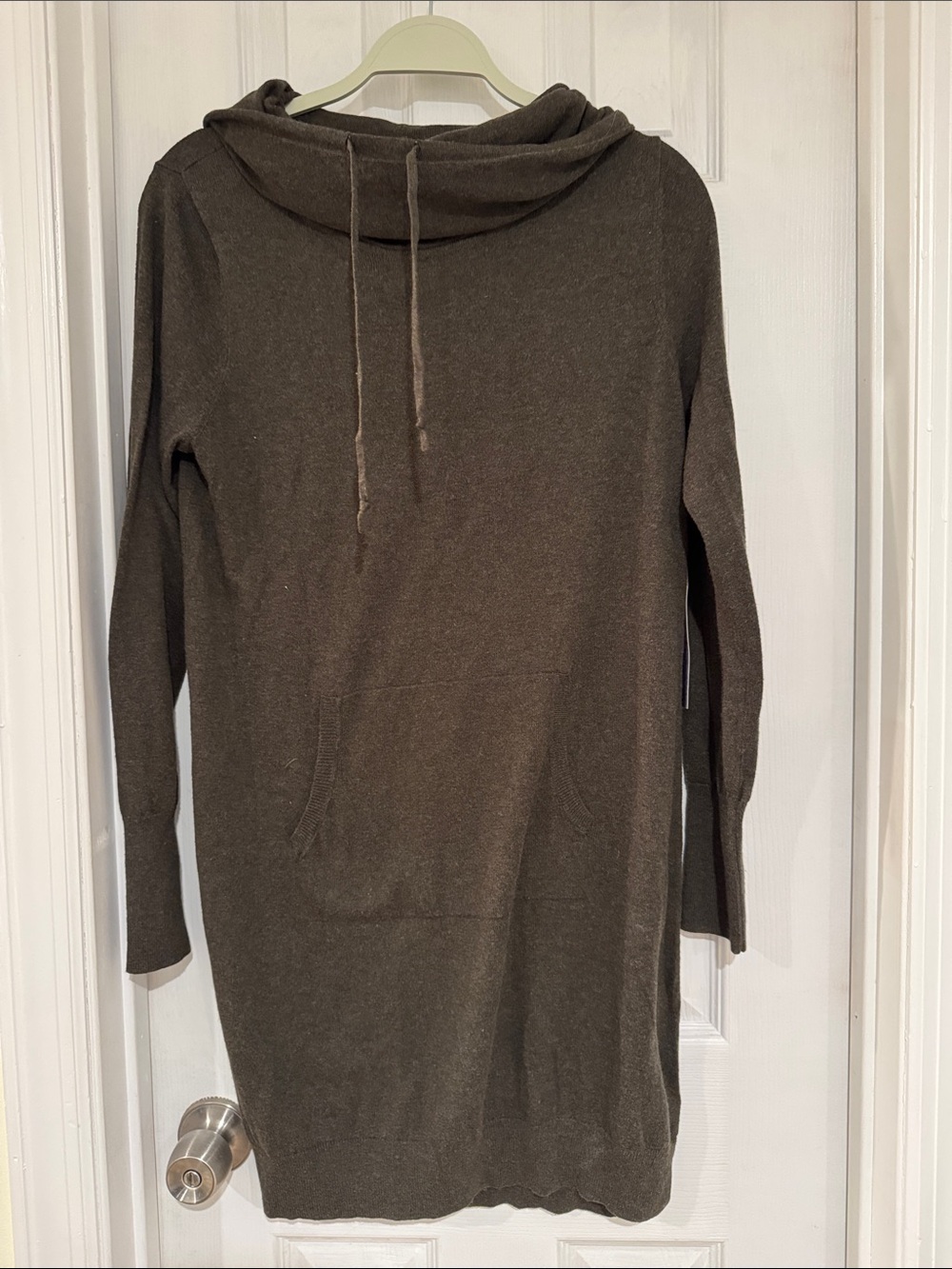 Artisan Ny Olive Cowl Neck Hoodie Sweater Dress